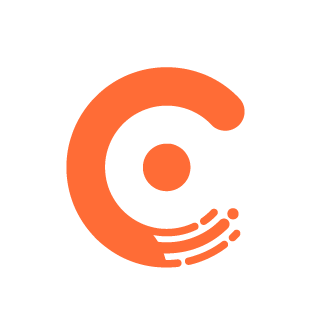 Orange stylized letter c with dot in center logo for Chargebee